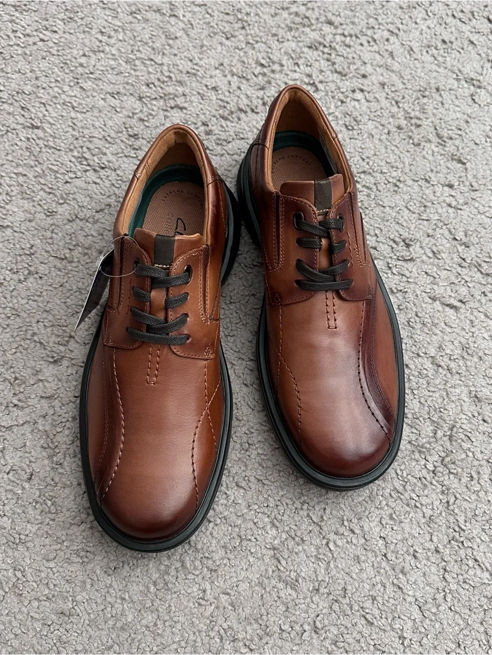 Clarks Gessler Lace-Up Derby Dark tan Leather Mens 9